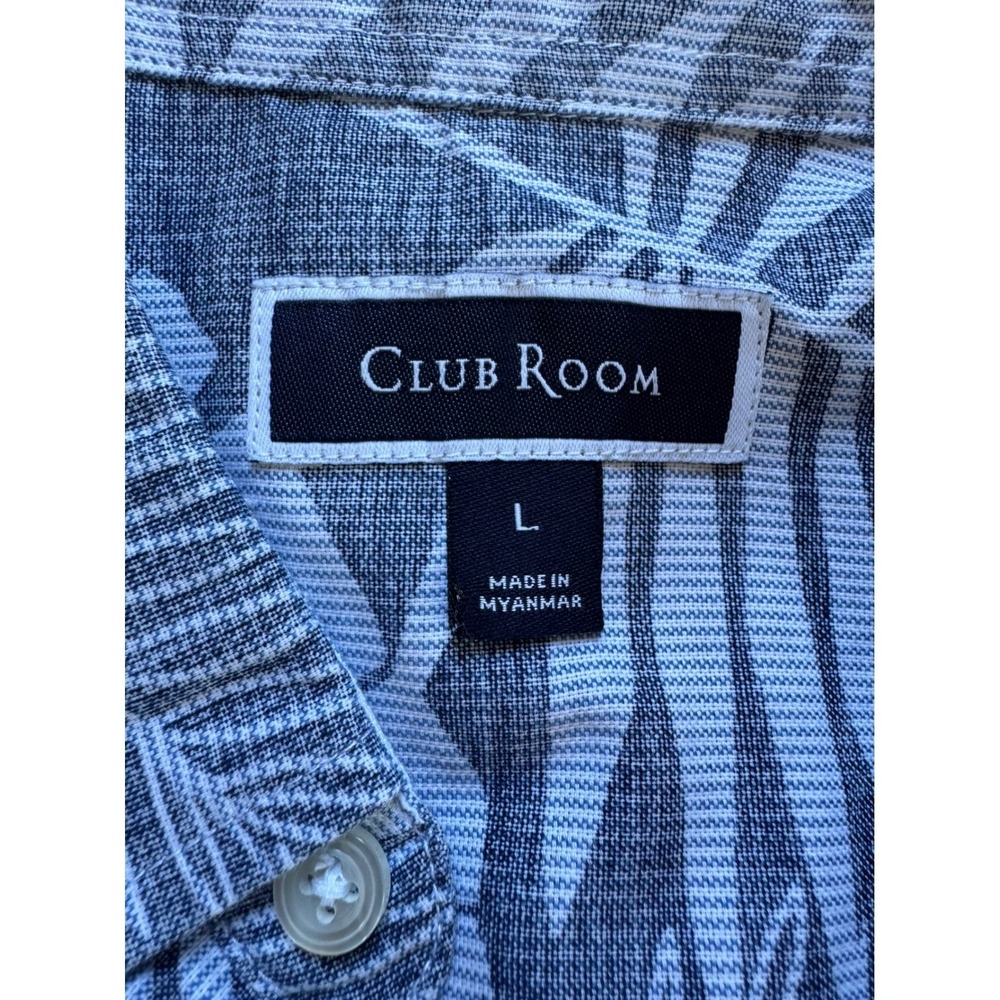 Club Room Mens Blue Tropical Palm Leaf Print Short Sleeve Button Down Shirt L - Picture 4 of 7